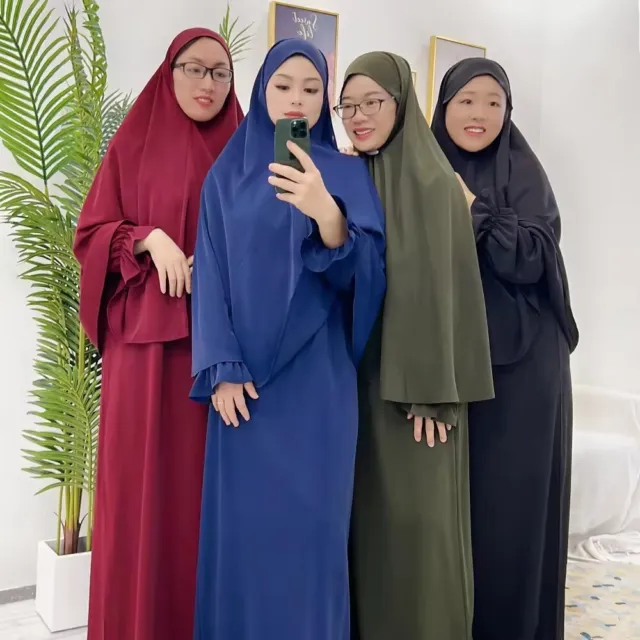 Ramadan Prayer Outfits Women Hooded Hijab Abaya Dress Muslim Arab Burqa Robe