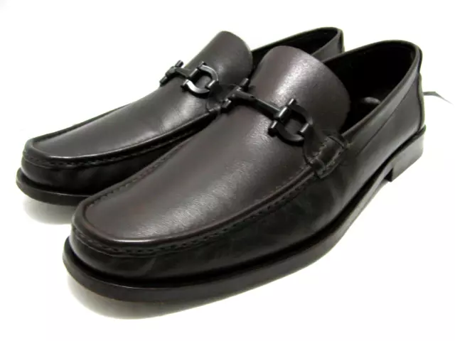 Salvatore Ferragamo Mens Shoes 14 EE Brown Leather Slip On Horse Bit Loafer