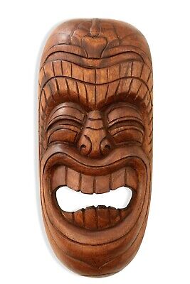 12" Wooden Wall Mask Tribal African Laughing Hand Carved Plaque Hanging Decor