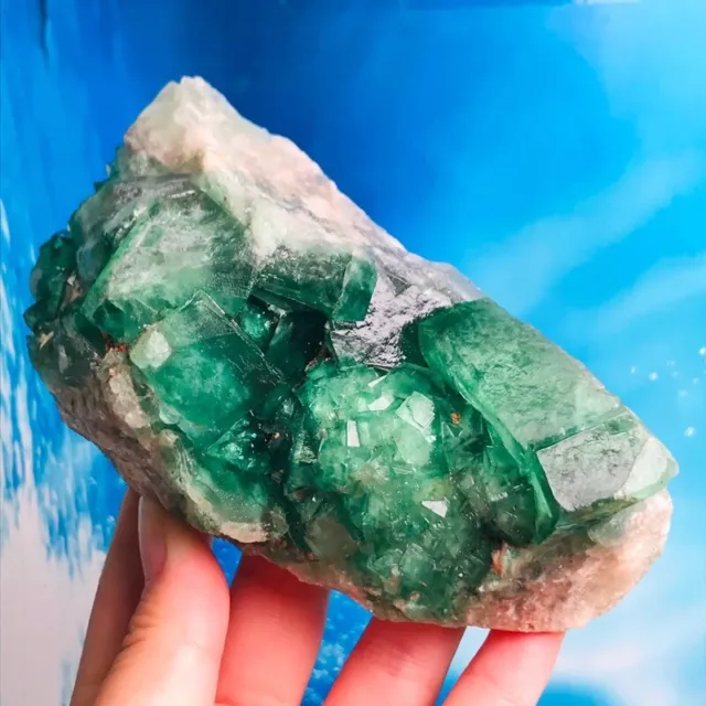 678G Rare Natural Fluorite Quartz Crystal Freeform Mineral Specimen Healing