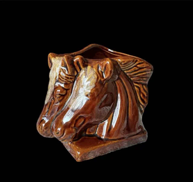 Brown Ceramic Horse Planter/Wall Pocket/Desktop Pencil Holder