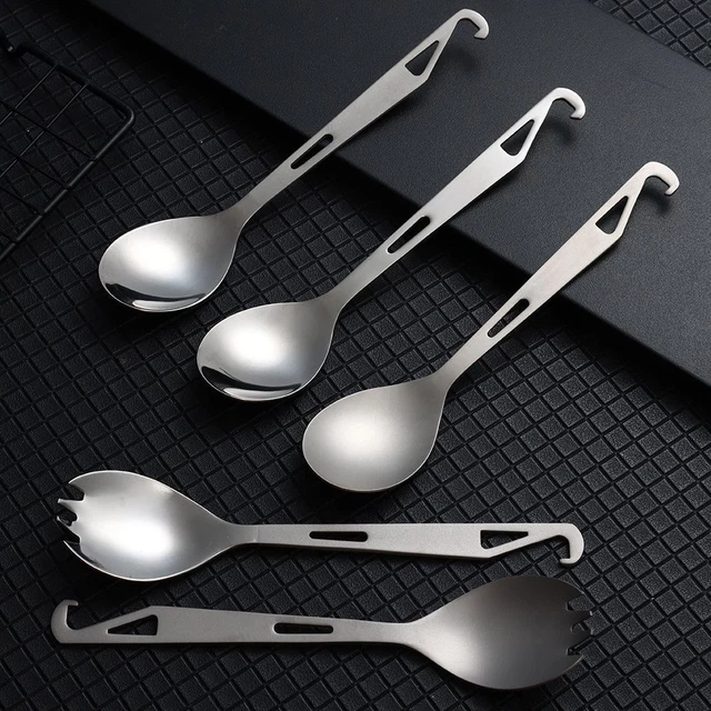 de cuisine en titane pur Pique-nique extérieur Longue poignée Cuillère