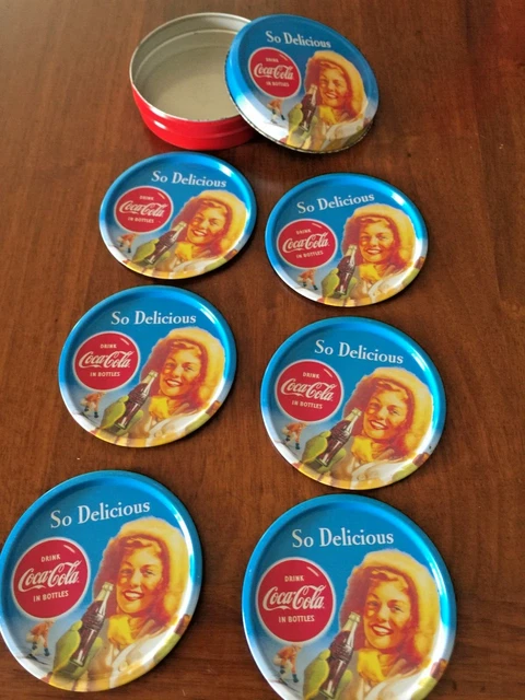Coca Cola  6 Sottobicchieri In Metallo Con Scatola
