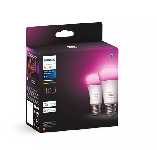 Philips Hue White & Color Ambiance Ampoules LED Connectées E27, équivalent 60W, 2