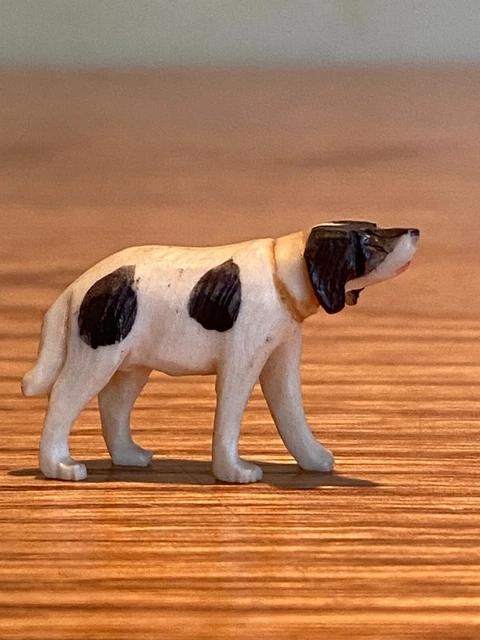 Vintage hand Carved bovine Bone dog miniature nice!