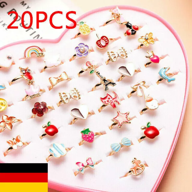 20Stk Süß Kinder Cartoon Ringe Kleine Mädchen Schmuck für Geburtstagsgeschenk DE