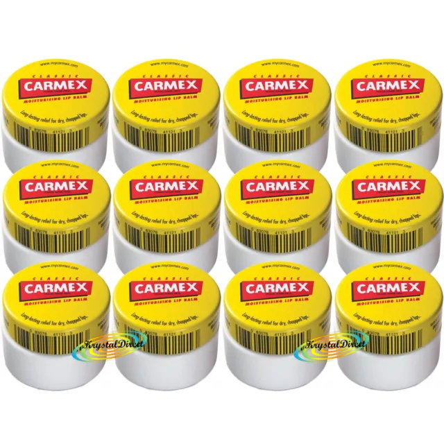 12x Carmex Classic Moisturising Lip Protection Balm Pot Dry Chapped Lips 7.5g