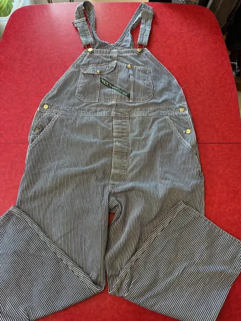 VINTAGE KEY IMPERIAL Railroad Strip Overalls Bibs Mens 44x28 Made in ...