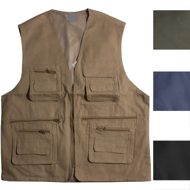 Gilet Utilitaire Vintage Outdoor Taille XL Marron Avec Poches Zip Pour Homme