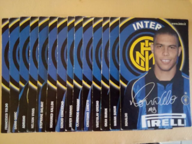 Inter official Lotto Ronaldo. 14 CARTOLINE POSTCARD UFFICIALE INTER 2001/02