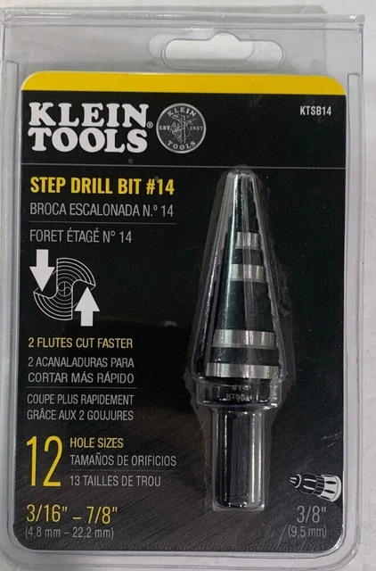 Klein Tools KTSB14 3/16" -7/8" Step Drill Bit (3/8") - SEALED NEW IN PACKAGE