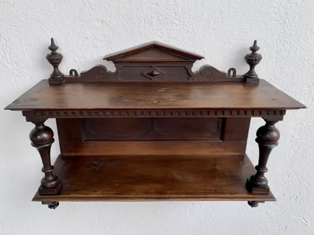 Espositore D’epoca Arti E Mestieri Timbrato In Noce A Due Piani Torino 1850