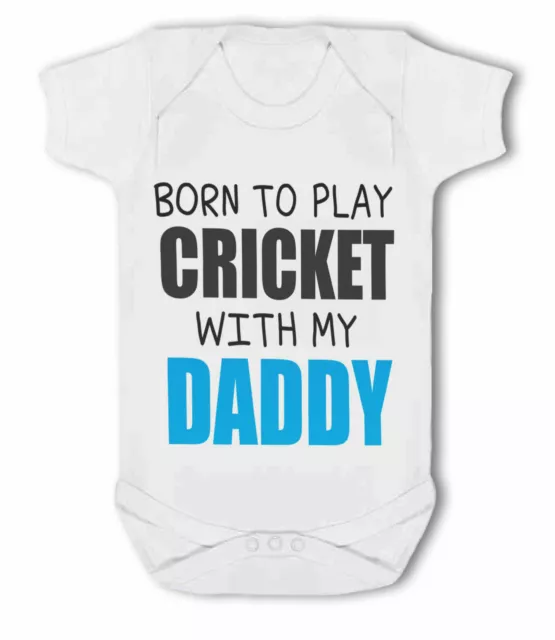 Born to Play Cricket with my Daddy - Baby Vest by BWW Print Ltd
