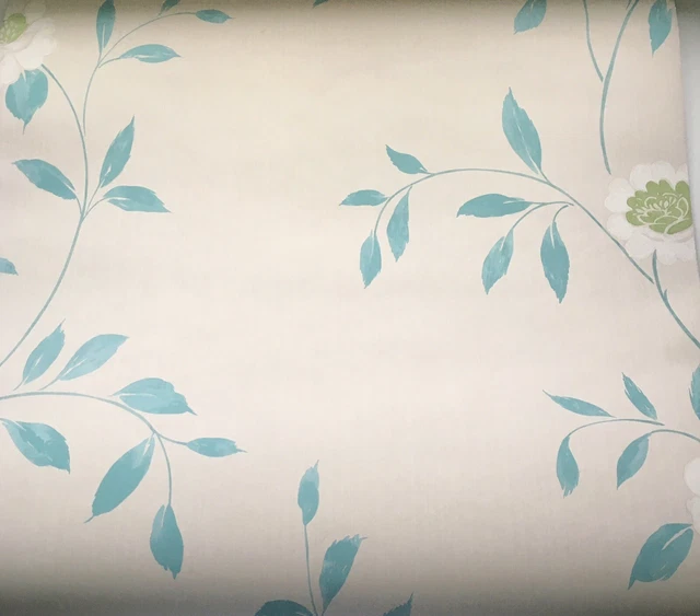 Laura Ashley Thea Turquoise Wallpaper-4 Rolls Same Batch.