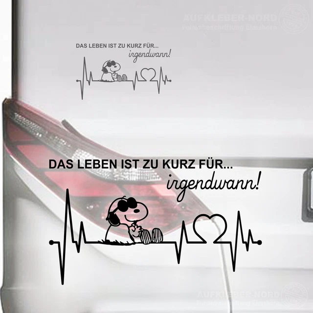 HERZSCHLAG SNOOPY 20CM Leben Spruch B120 Autoaufkleber Wohnmobil