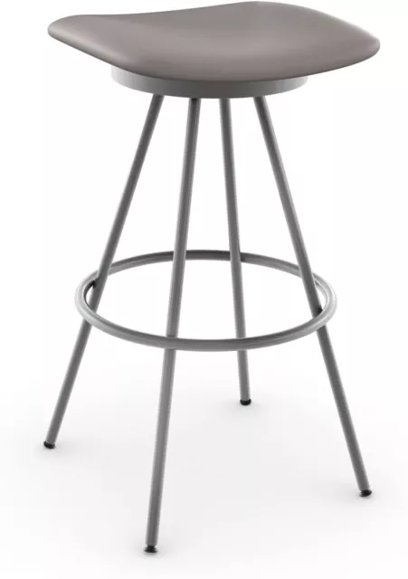 Amisco Beacon Counter Stool 26" Cushioned Swivel MidCentury Modern Barstool Gray