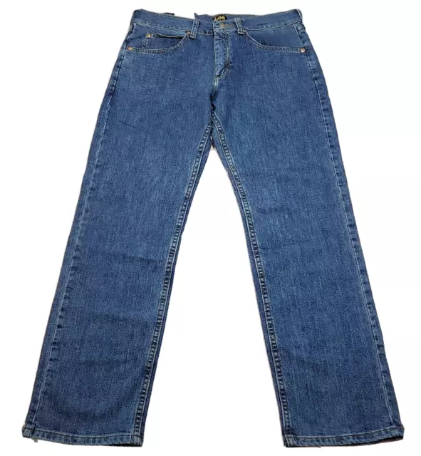 Lee Jeans Straight Leg Fit Denim Blue Men's 29 x 30 Stretch Dark Wash NEW