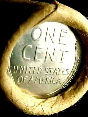 Old Roll Lincoln Wheat Cent Penny Bu+  Steel Reverse / Tails End Coins Roll