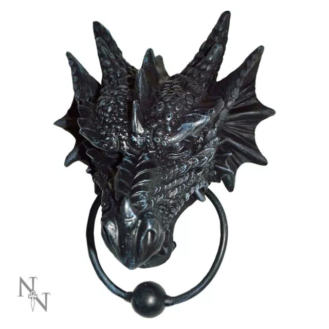 Gothic Black Dragon Door Knocker Dark Fantasy Home Decor Gift Nemesis Now