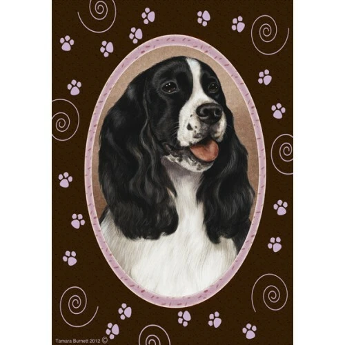 Paws House Flag - Black and White English Springer Spaniel 17080