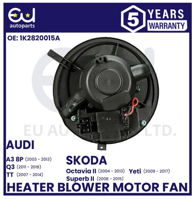 Heater Blower Motor Fan For Audi A3 8P Q3 Tt Mk2 Skoda Octavia Superb Mk2 Yeti 3