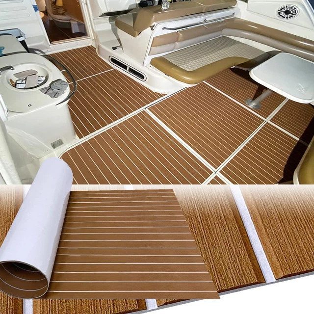 Eva Finto Teak Sintetico Marino Barca 240X41/90/112Cm Adesivo Tappeto Marino per