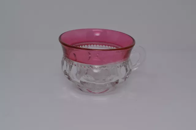 Vintage Ruby Cranberry Red Kings Crown Thumbprint Tea Cup