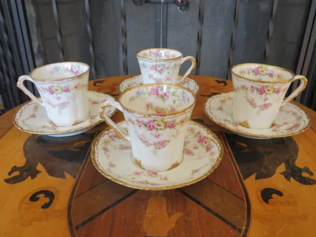 Theodore Haviland Limoges France Demitasse Coffee Set of 4 Cups & Saucers (1903) 3