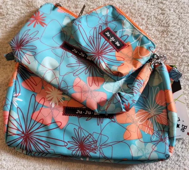 Ju Ju Be Set 3pc Bag Pouch Set NWT Groovy Garden