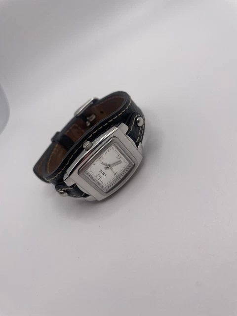Working - Relic Watch Black Genuine Leather Band / Silver Tone Wrist Watch