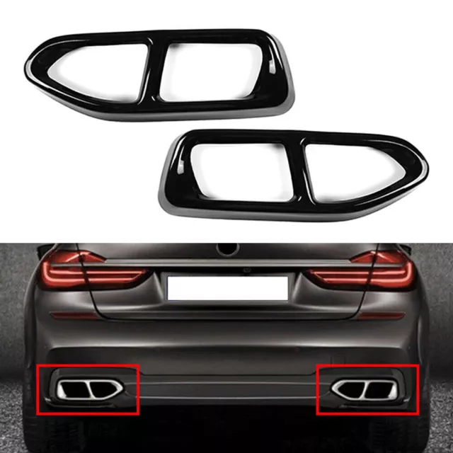 Exhaust Muffler Pipe Tip Tailpipe Cover Trim For BMW 7 Series G11 G12 16-18 Blk
