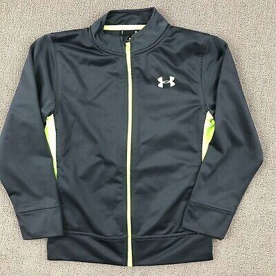 Under Armour Jacket Youth Boys 7 Gray Solid Full Zip Collar Pockets Sports