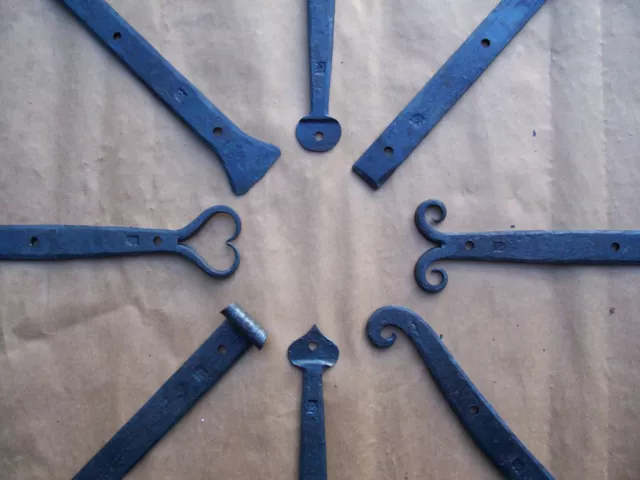 Strap Hinge Variations Hand Forged in USA Wrought Iron Fire and Steel Forge