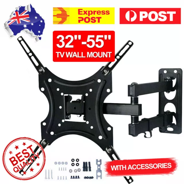 Full Motion TV Wall Mount Bracket Swivel Tilt 32 37 40 42 50 52 55 Inch LED LCD