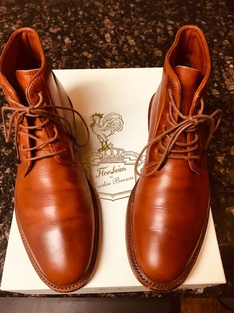 MEN'S FLORSHEIM by DUCKIE BROWN MILITARY BOOT in COGNAC SIZE 8.5