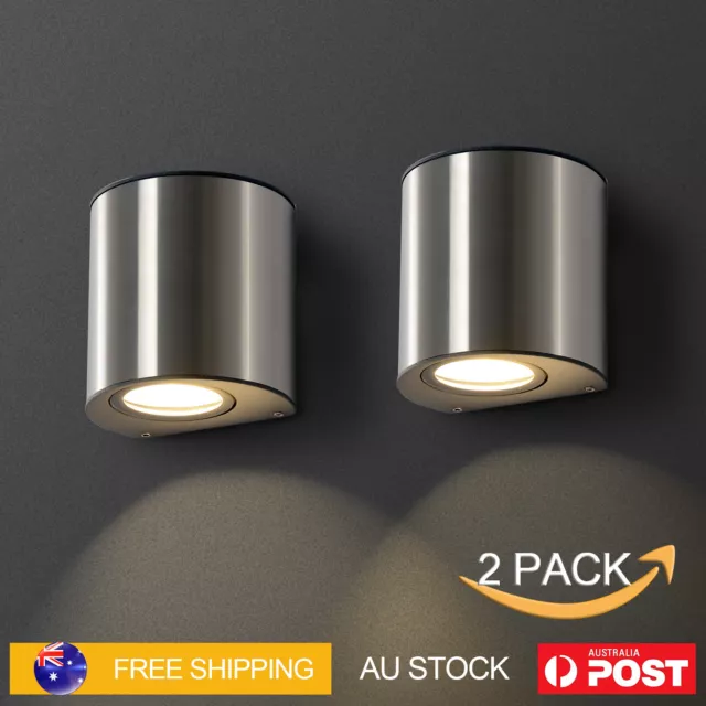 2X Up & Down Wall Light Garden Yard Lamp Outdoor Stainless Steel GU10 IP44