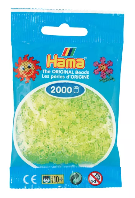 Hama 2000 Mini Bügelperlen 501-34 Neon-Gelb Ø 2,5 mm Perlen Steckperlen Beads