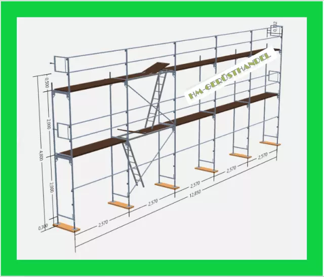 Neu Baugerüst Fassadengerüst 81,30qm AF Feld 2,57m Neu Stahlrahmen TOP !!!