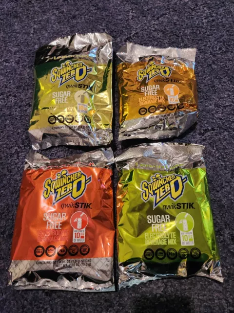 Sqwincher Zero Qwik Stik Sugar Free - Lemonade, Fruit Punch, Orange (Pack of 50)