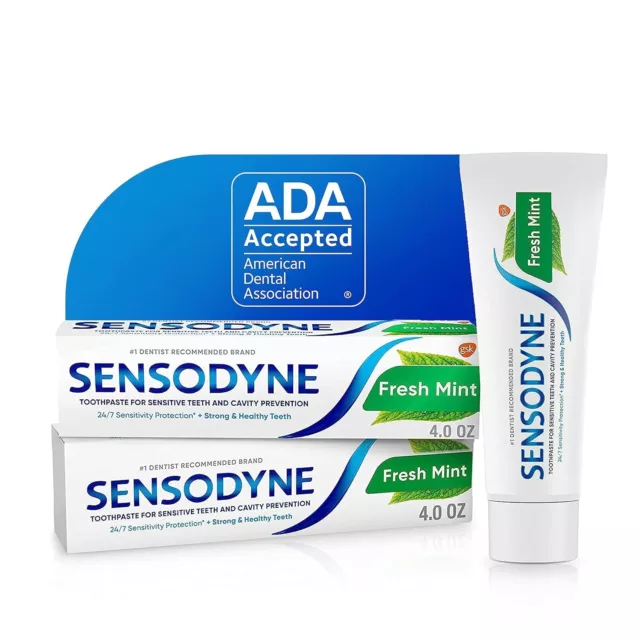 Sensodyne Fresh Mint Sensitive Toothpaste 2 Pack 4 Ounces Each Exp 10/26