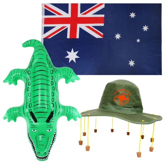 Crocodile Dundee Australian Aussie Flag Cork Hat Fancy Dress Australia Day