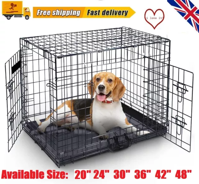 Dog Cage Puppy Training Crate Pet Carrier Small Medium Large XL XXL Metal Cages