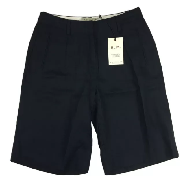 RM Williams Women’s AMBY Wide Leg Linen Shorts Navy Blue Size 8 NEW NWT RRP $119