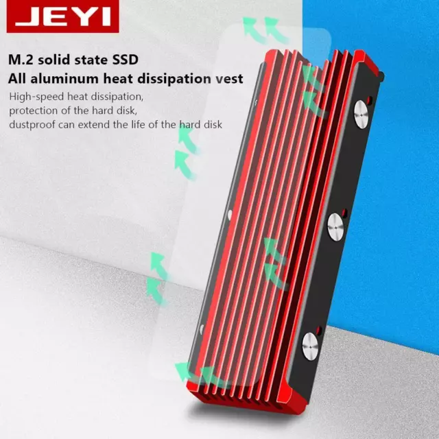 JEYI M.2 NVME NGFF 2280 SSD Heatsink Computer Cooling Thermal Pads (Red)