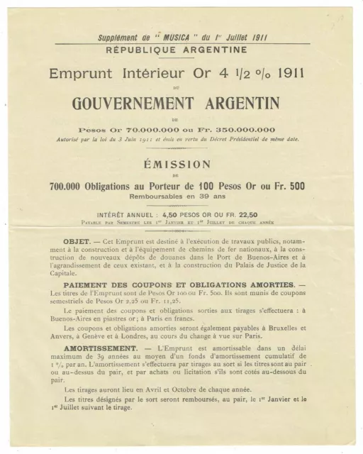Emprunt Argentin 1911