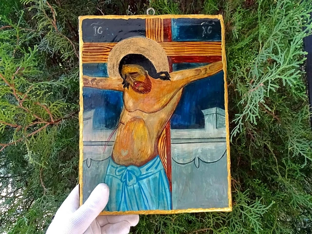 HAND PAINTED ORTHODOX icons Jesus Christ Crucifixion EUR 84,07 ...