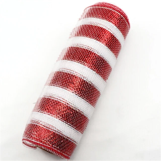 Rouleau de maille décorative rouge et blanc sur le thème de la canne à bonbon