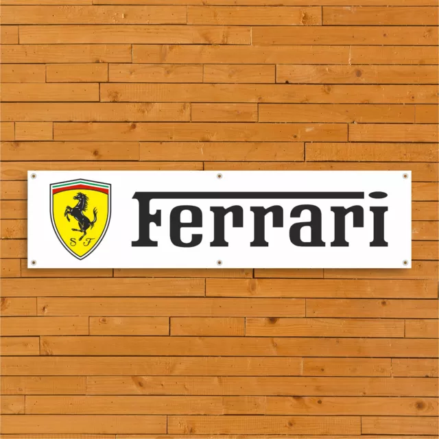 Ferrari Logo PVC White Banner Car Garage Workshop Sign Trackside Display Signage