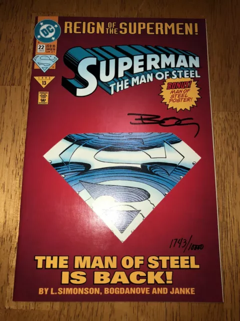 Superman: The Man Of Steel 22 Die-Cut Cover Vrnt Signed #’d Jon Bogdanove  A786a