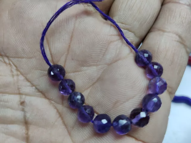 Aaa Amethyst Gemstone Round Faceted 6.50 Mm 11 Beads Strands